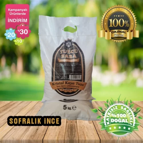 5kg Tek Çuvalda Sofralık ince Çankırı Kristal Kaya Tuzu 84 Mineralli 5kg Tek Çuvalda Sofralık ince Çankırı Kristal Kaya Tuzu 84 Mineralli
